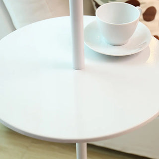 Adjustable White Cylinder Floor Lamp with Side Table Zawala Image - 7