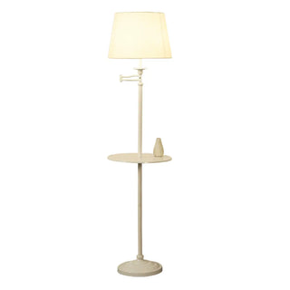 Adjustable White Cylinder Floor Lamp with Side Table Zawala Image - 8