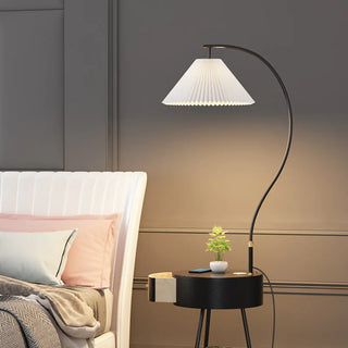 Modish Pleated Gold Arched Floor Lamp with Storage Zawala Image - 4
