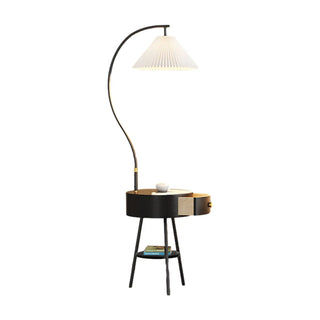 Modish Pleated Gold Arched Floor Lamp with Storage Zawala Image - 7