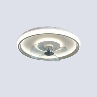 Flush Mount Round Simple Dimming LED Ceiling Fan Light Zawala Image - 10