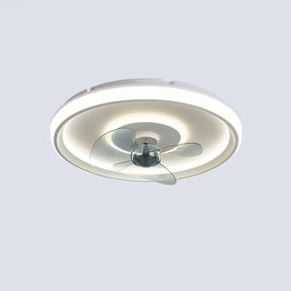 Flush Mount Round Simple Dimming LED Ceiling Fan Light Zawala Image - 12