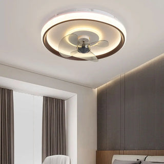 Flush Mount Round Simple Dimming LED Ceiling Fan Light Zawala Image - 2