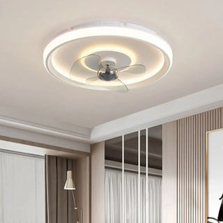 Flush Mount Round Simple Dimming LED Ceiling Fan Light Zawala Image - 3