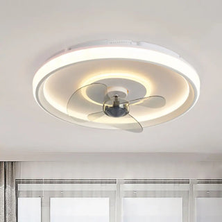 Flush Mount Round Simple Dimming LED Ceiling Fan Light Zawala Image - 4