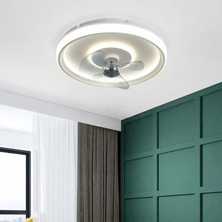 Flush Mount Round Simple Dimming LED Ceiling Fan Light Zawala Image - 5