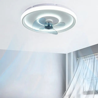 Flush Mount Round Simple Dimming LED Ceiling Fan Light Zawala Image - 7