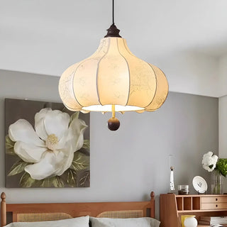 ZOWALA - Fabric Wood Lantern White Adjustable Living Room Chandelier Image - 1