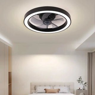 Modern Flush Mount Minimalist Round Ceiling Fan Light Zawala Image - 1
