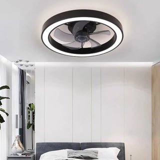 Modern Flush Mount Minimalist Round Ceiling Fan Light Zawala Image - 2